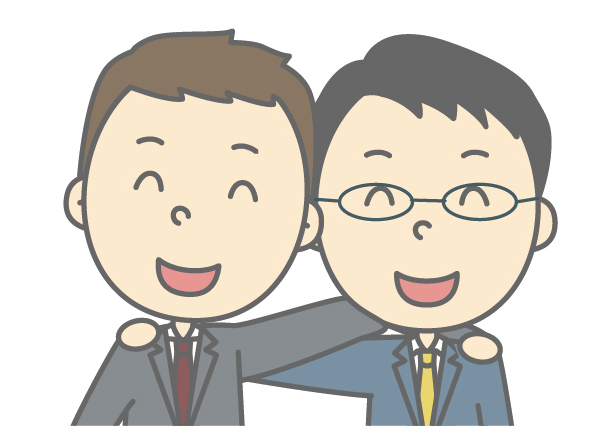 部下と上司が笑顔